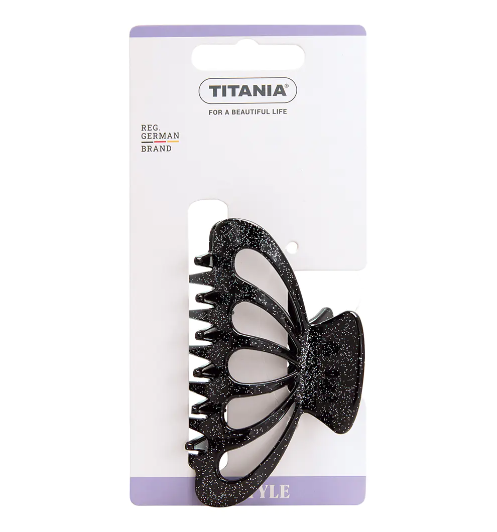 Titania Faldklemme Sort Glitter 9 cm