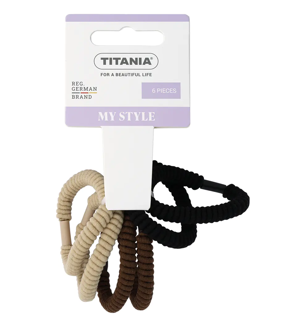 Titania Hårelastik Beige/Brun/Sort 6 stk.
